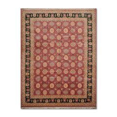9x12 Multi, Beige, Dark Green Color Hand Knotted All-Over 100% Wool Traditional-Persian/Oriental Oriental Rug