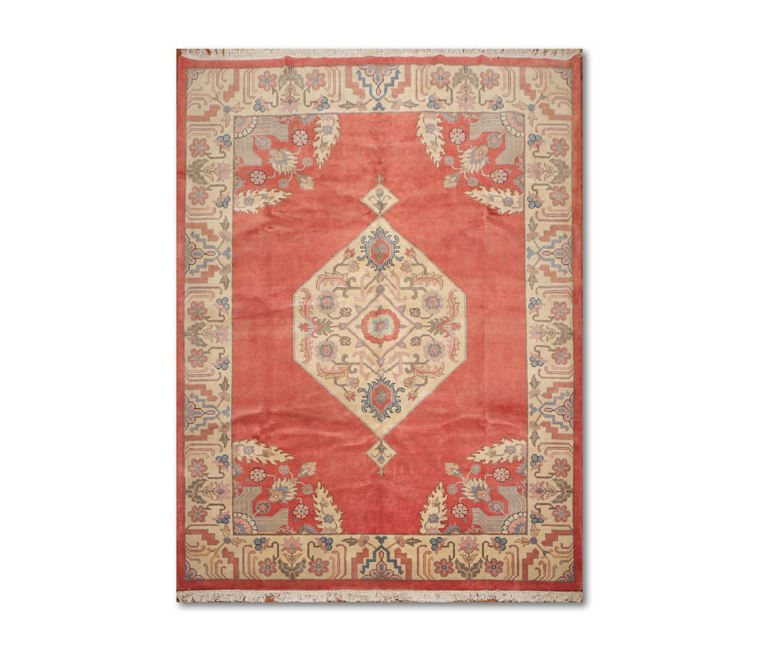 9x12 Apricot, Beige, Blue Color Hand Knotted Oriental 100% Wool Traditional-Persian/Oriental Oriental Rug