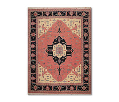 9x12 Rose, Midnight Blue, Ivory Color Hand Knotted Medallion 100% Wool Traditional-Persian/Oriental Oriental Rug