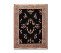 8x10 Black, Aqua, Beige Color Hand Knotted Oriental 100% Wool Traditional-Persian/Oriental Oriental Rug