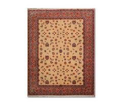 9x12 Beige, Apricot, Blue Color Hand Knotted All-Over 100% Wool Traditional-Persian/Oriental Oriental Rug