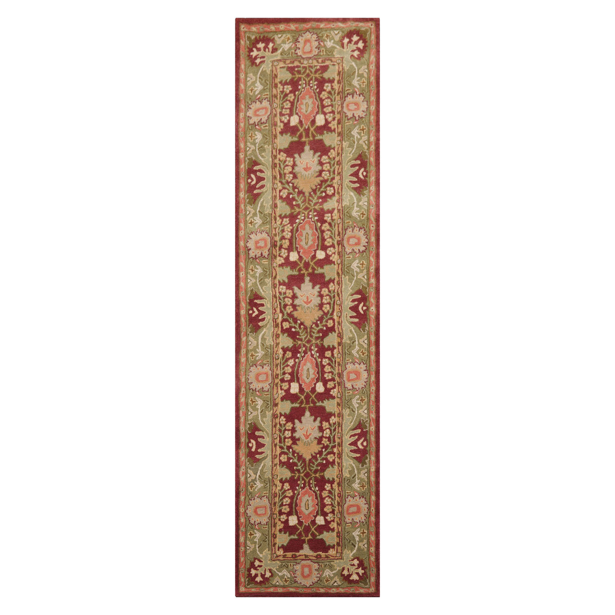 Annunciato Multi Size Rusty Red, Olive Hand-Tufted Oriental Area Rug 100% Wool Traditional Oriental Area Rug Rusty