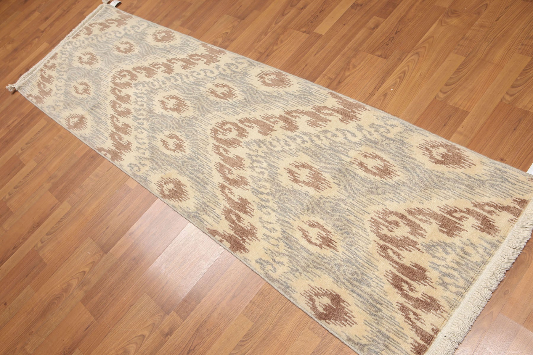 Vart 2'4x8 Contemporary Ivory Hand Knotted Wool Foundation KAT Design Oriental Runner Area Rug