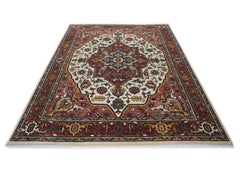 10x14 Rust, Ivory, Gold Color Hand Knotted Oushak Wool  Oriental Rug