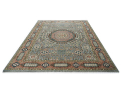 10x14 Slate, Peach, Seledon Color Hand Knotted Oushak Wool Traditional Oriental Rug