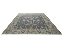 12x15 Slate, Gray, Mint Color Hand Knotted Oushak Wool Transitional Oriental Rug