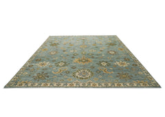 12x15 Seledon, Beige, Lime Color Hand Knotted Oushak Wool Transitional Oriental Rug