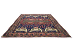 12x15 Navy, Rust, Rose Color Hand Knotted Oushak Wool Tribal Oriental Rug