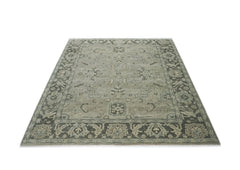 9x12 Gray, Taupe, Beige Color Hand Knotted Oushak Wool Transitional Oriental Rug