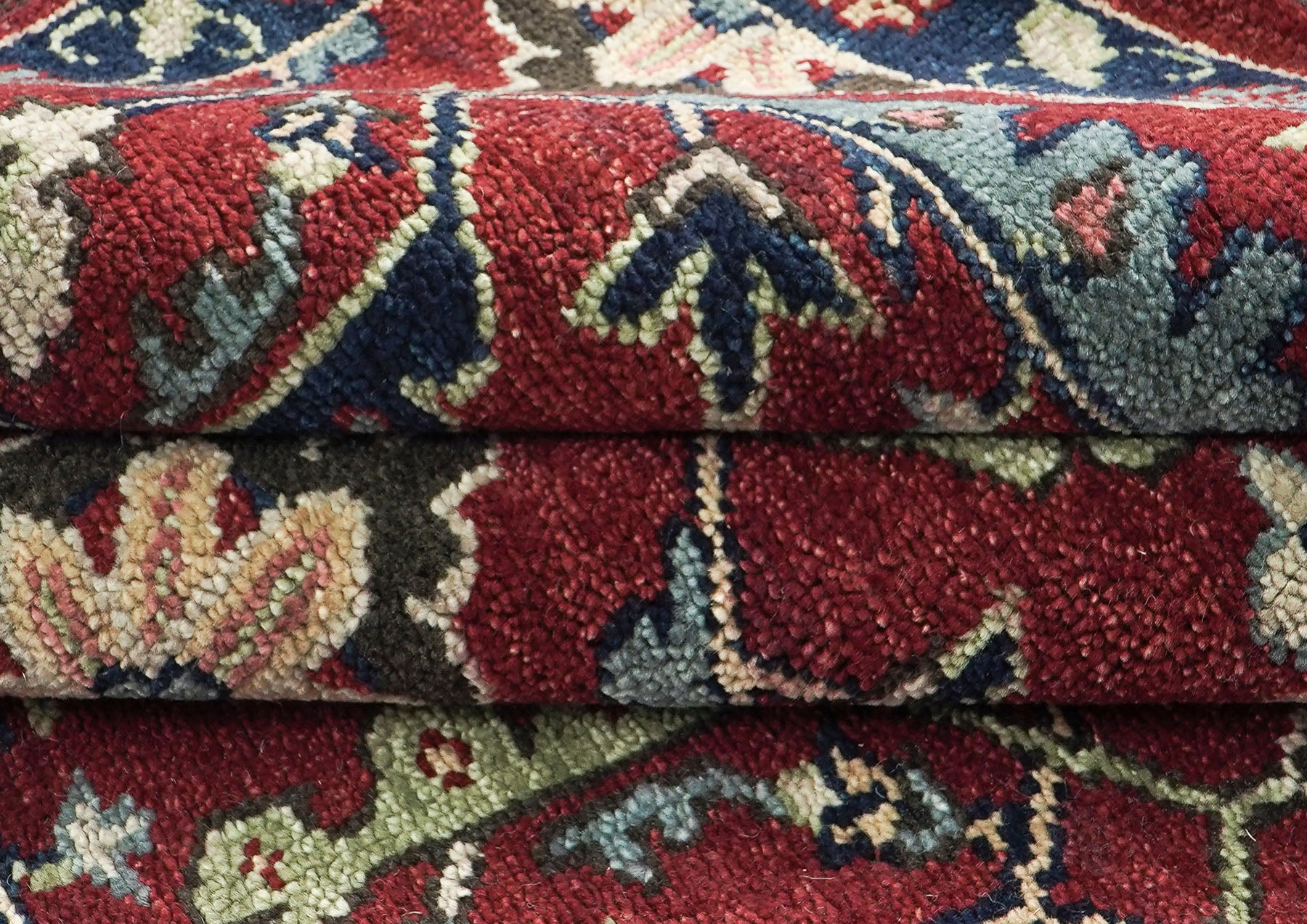 9x12 Rust, Red, Blue Color Hand Knotted Oushak Wool Transitional Oriental Rug