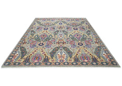 9x12 Slate, Gray, Pink Color Hand Knotted Oushak Wool Arts and Crafts Oriental Rug