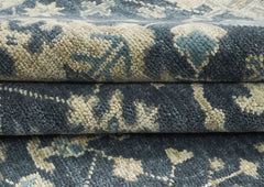 9x12 Gray, Beige, Moss Color Hand Knotted Oushak Wool Arts and Crafts Oriental Rug