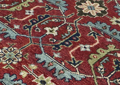 9x12 Rust, Sage, Blue Color Hand Knotted Oushak Wool Transitional Oriental Rug