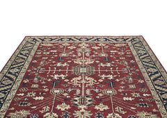 9x12 Rust, Navy, Beige Color Hand Knotted Oushak Wool Traditional Oriental Rug