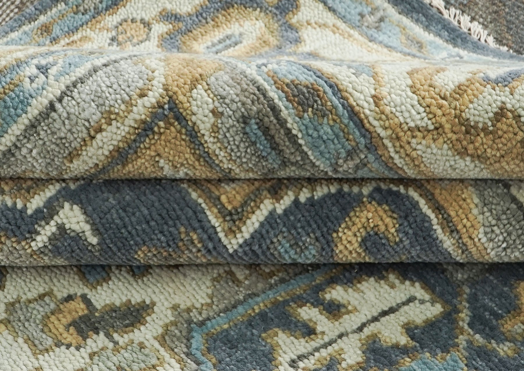 9x12 Blue, Gray, Beige Color Hand Knotted Oushak Wool  Oriental Rug