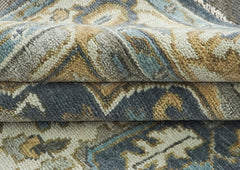 9x12 Blue, Gray, Beige Color Hand Knotted Oushak Wool  Oriental Rug