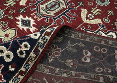 9x12 Rust, Navy, Beige Color Hand Knotted Oushak Wool Transitional Oriental Rug