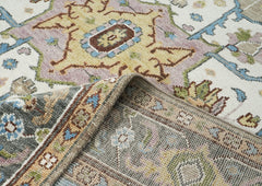 9x12 Beige, Tan, Ivory Color Hand Knotted Oushak Wool  Oriental Rug