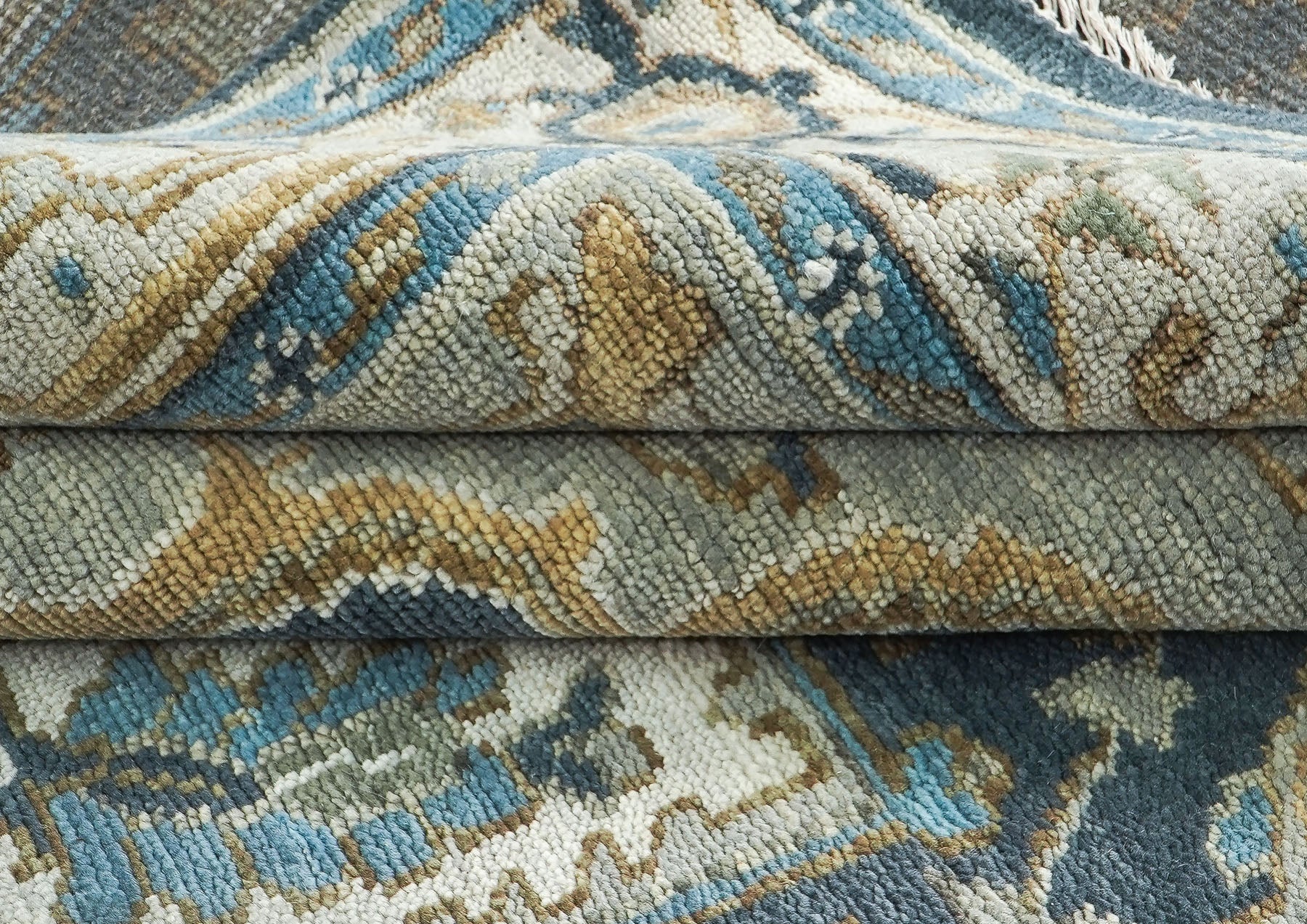 9x12 Blue, Gray, Beige Color Hand Knotted Oushak Wool  Oriental Rug