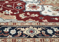 9x12 Rust, Ivory, Blue Color Hand Knotted Oushak Wool  Oriental Rug