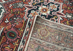 8x10 Pink, Ivory, Gold Color Hand Knotted Heriz Wool Traditional Oriental Rug