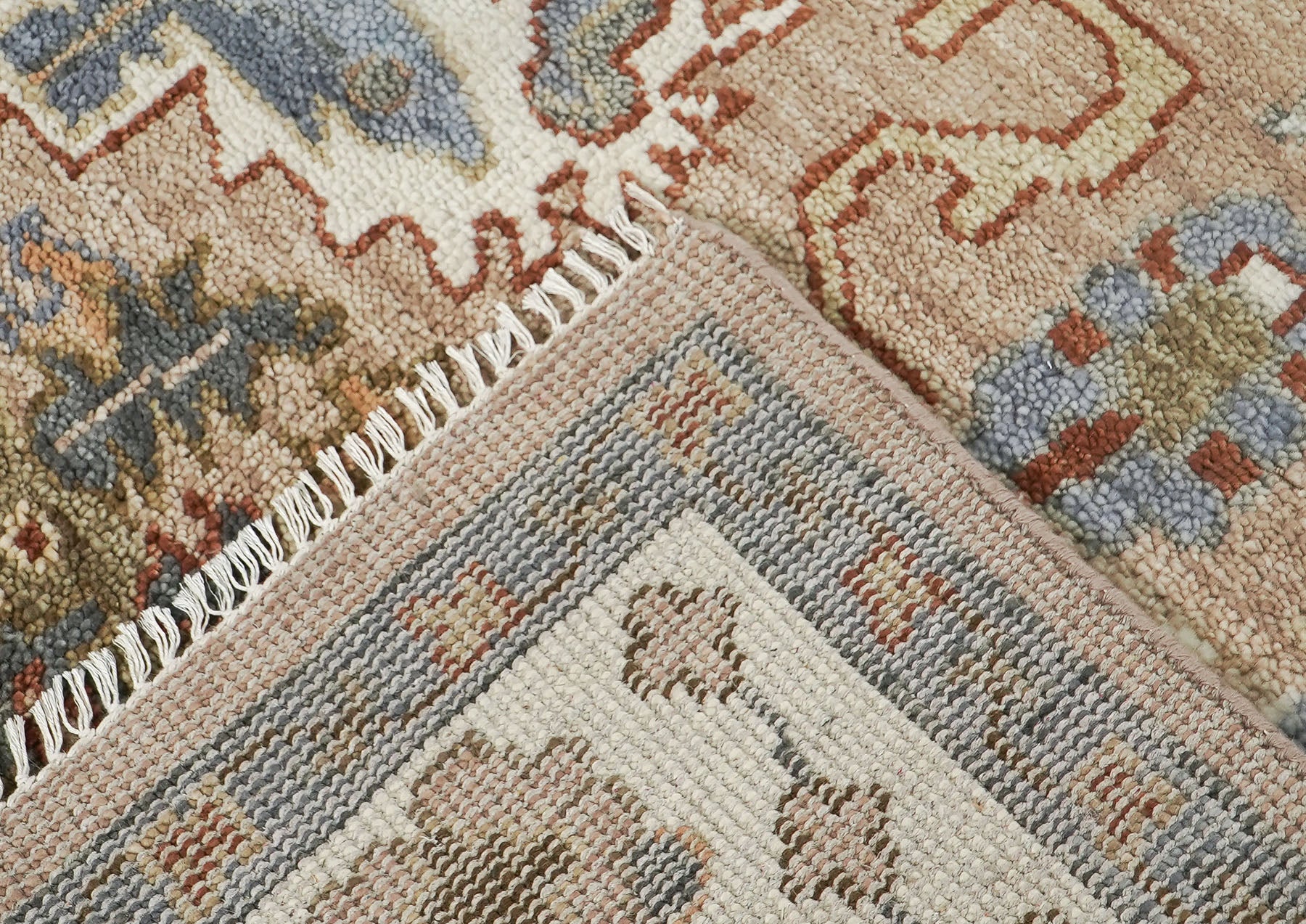 8x10 Mocha, Ivory, Slate Color Hand Knotted Oushak Wool Arts & Crafts Oriental Rug