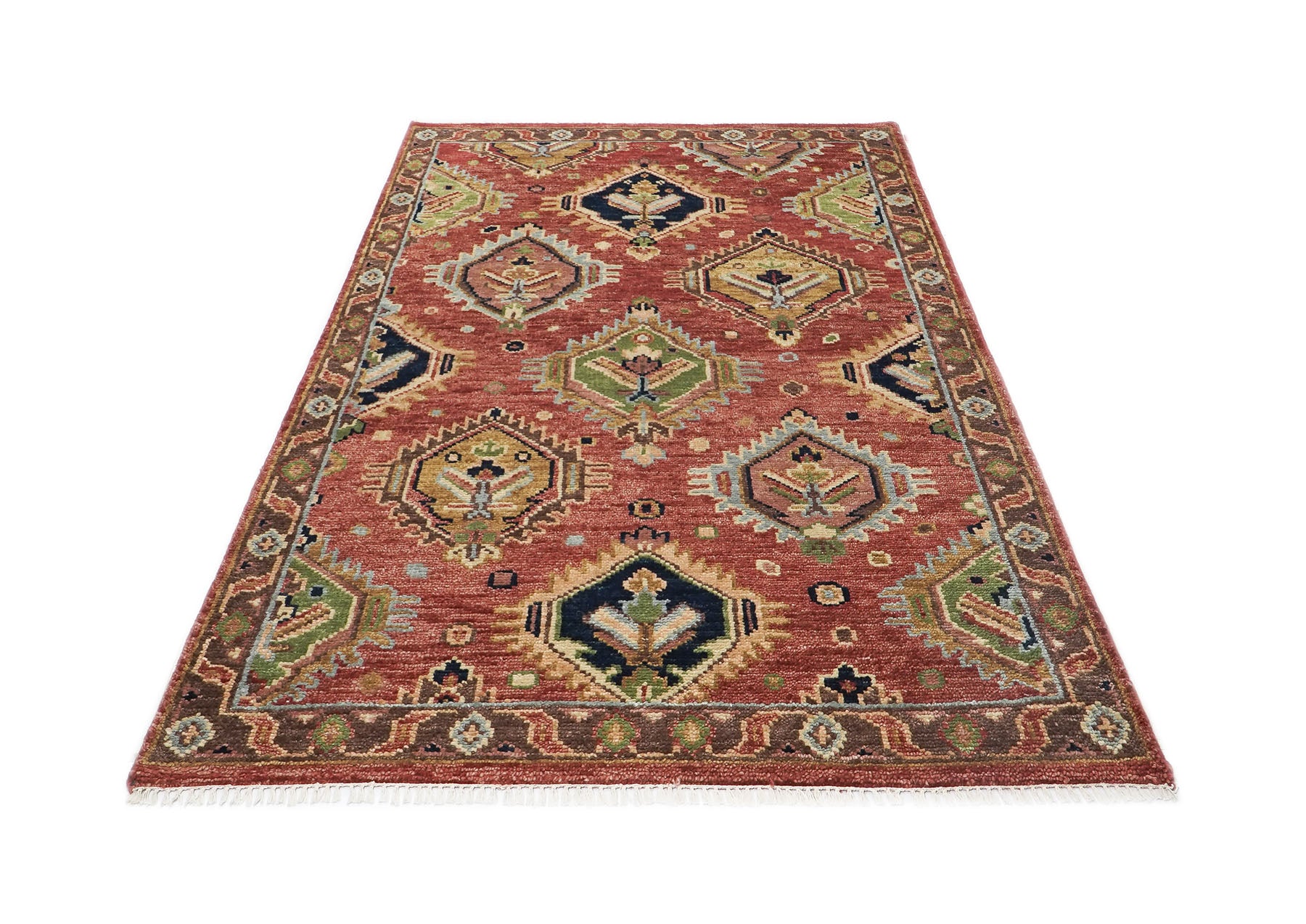 5x8 Rose, Gold, Lime Color Hand Knotted Oushak Wool Arts & Crafts Oriental Rug