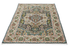 5x8 Gray, Aqua, Slate Color Hand Knotted Oushak Wool Traditional Oriental Rug