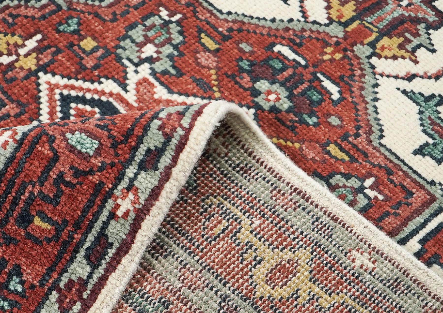 5x8 Rust, Ivory, Blush Color Hand Knotted Oushak Wool Traditional Oriental Rug