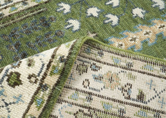 5x8 Green, Ivory, Blue Color Hand Knotted Oushak Wool Transitional Oriental Rug