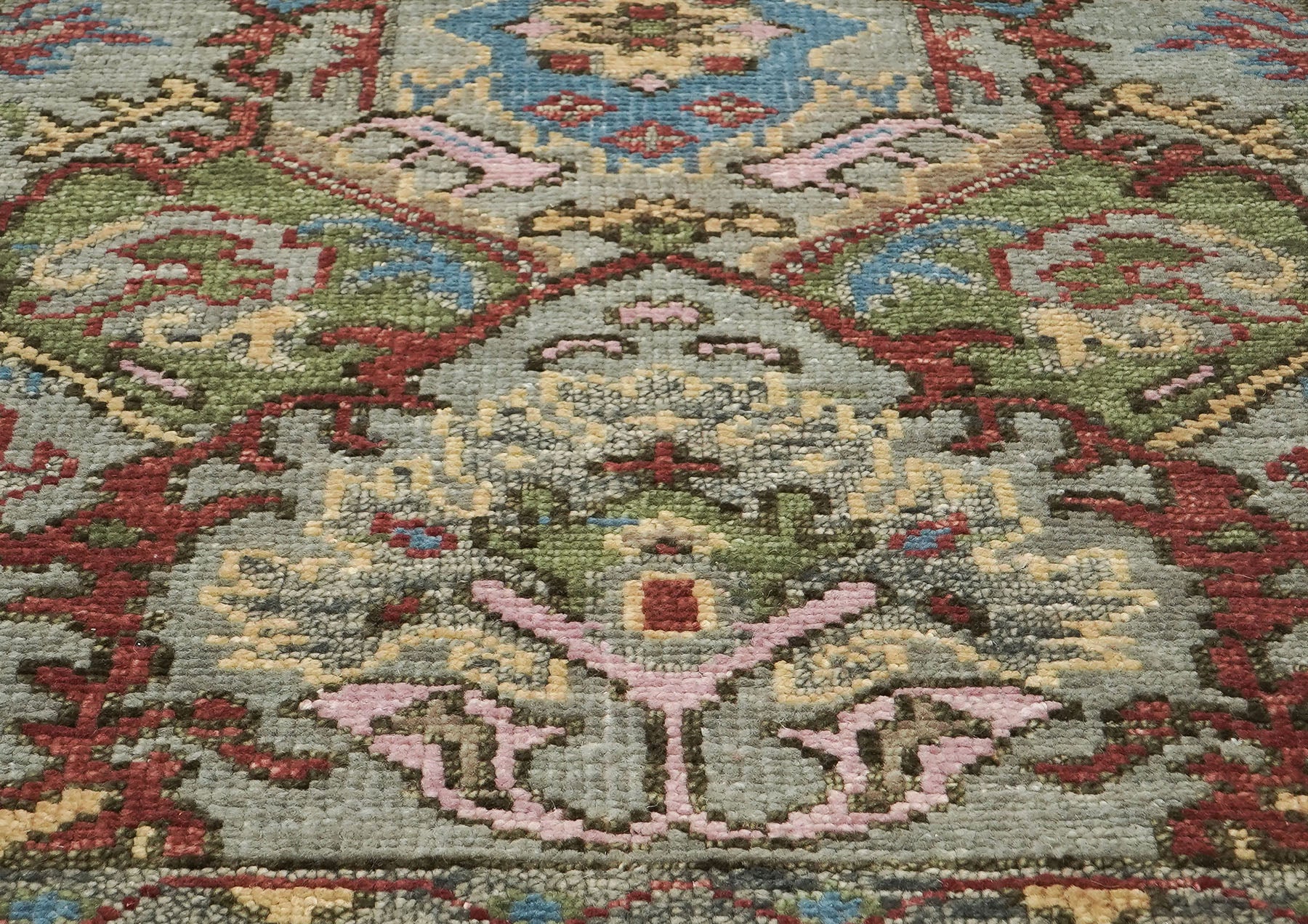 5x8 Moss, Gray, Rust Color Hand Knotted Oushak Wool Arts & Crafts Oriental Rug