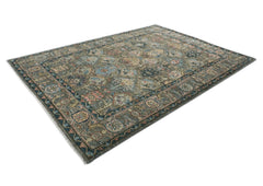 10x14 Gray, Blue, Beige Color Hand Knotted Oushak Wool Arts and Crafts Oriental Rug