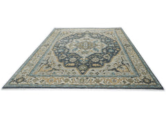 10x14 Blue, Beige, Green Color Hand Knotted Oushak Wool  Oriental Rug