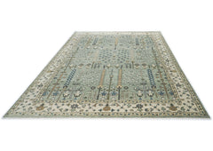 10x14 Celadon, Beige, Green Color Hand Knotted Oushak Wool Transitional Oriental Rug