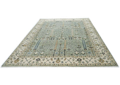 10x14 Celadon, Beige, Green Color Hand Knotted Oushak Wool Transitional Oriental Rug