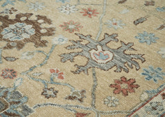 10x14 Beige, Gray, Rust Color Hand Knotted Oushak Wool Transitional Oriental Rug