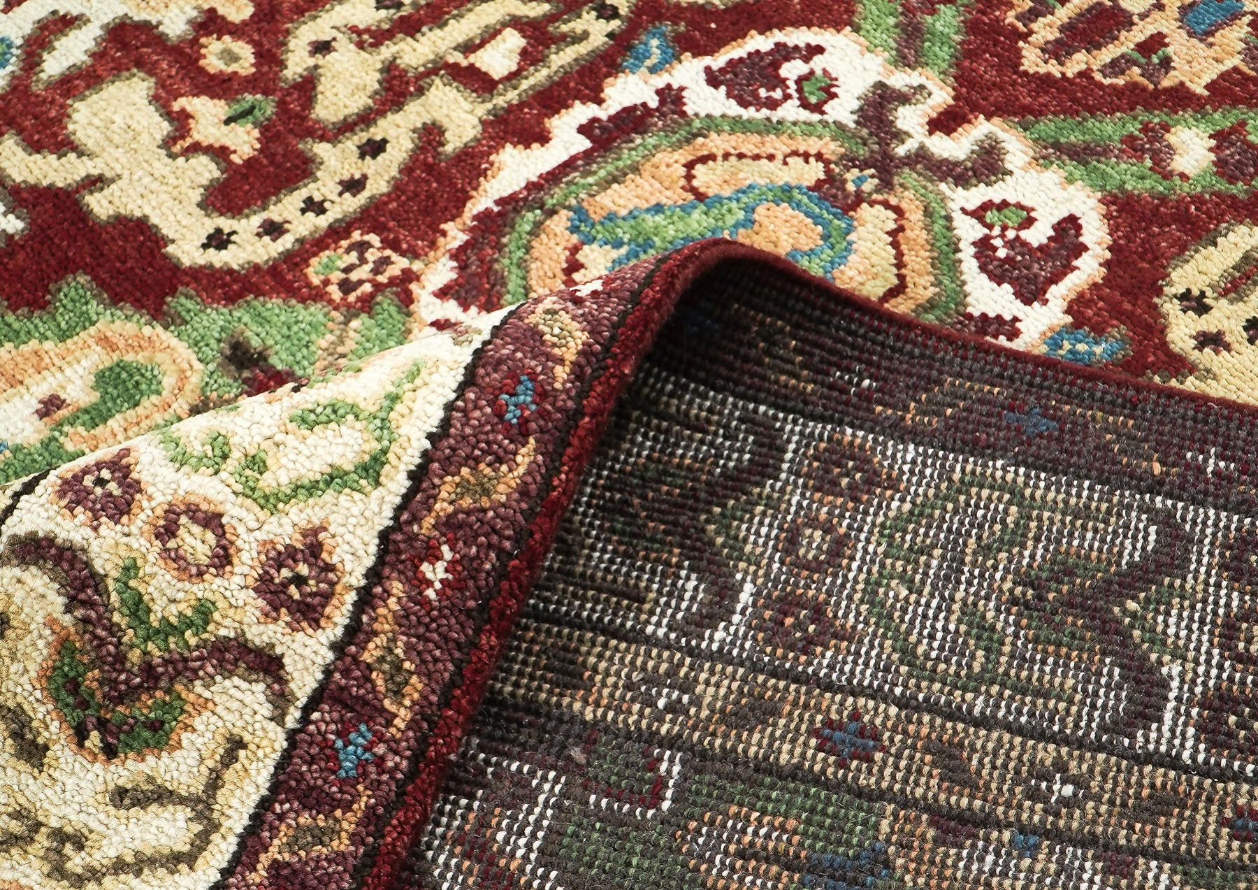 9x12 Rust, Lime, Ivory Color Hand Knotted Oushak Wool Arts and Crafts Oriental Rug