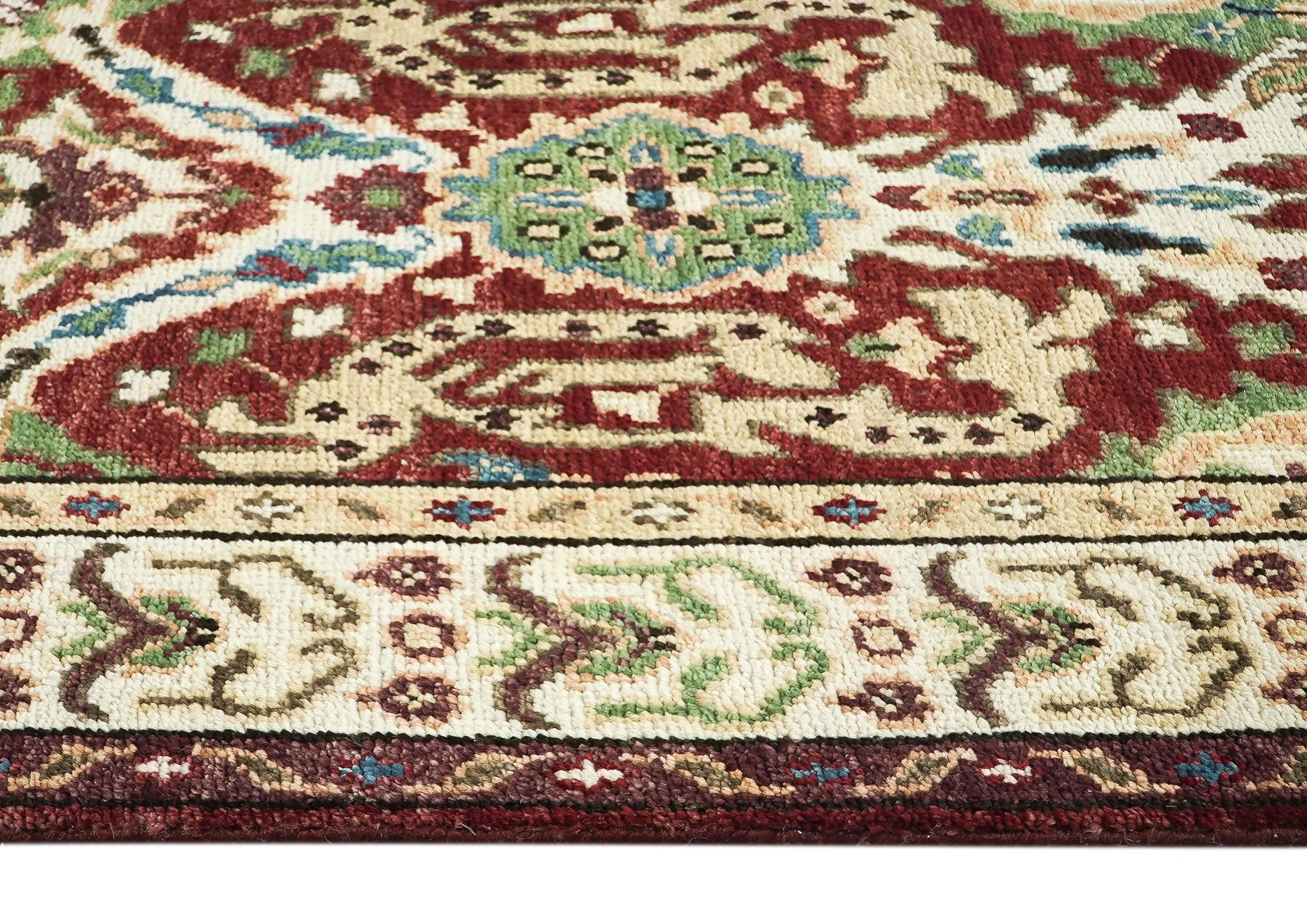 9x12 Rust, Lime, Ivory Color Hand Knotted Oushak Wool Arts and Crafts Oriental Rug