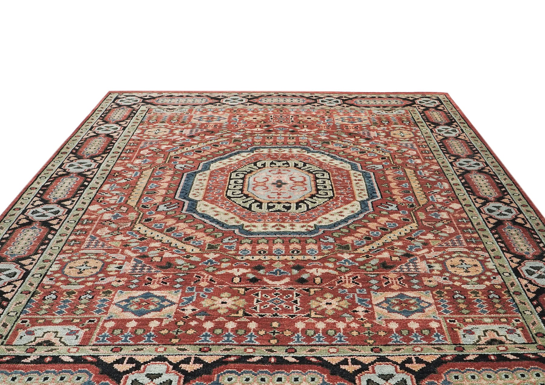 9x12 Rust, Sage, Beige Color Hand Knotted Oushak Wool Traditional Oriental Rug