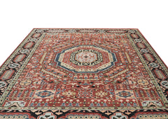 9x12 Rust, Sage, Beige Color Hand Knotted Oushak Wool Traditional Oriental Rug