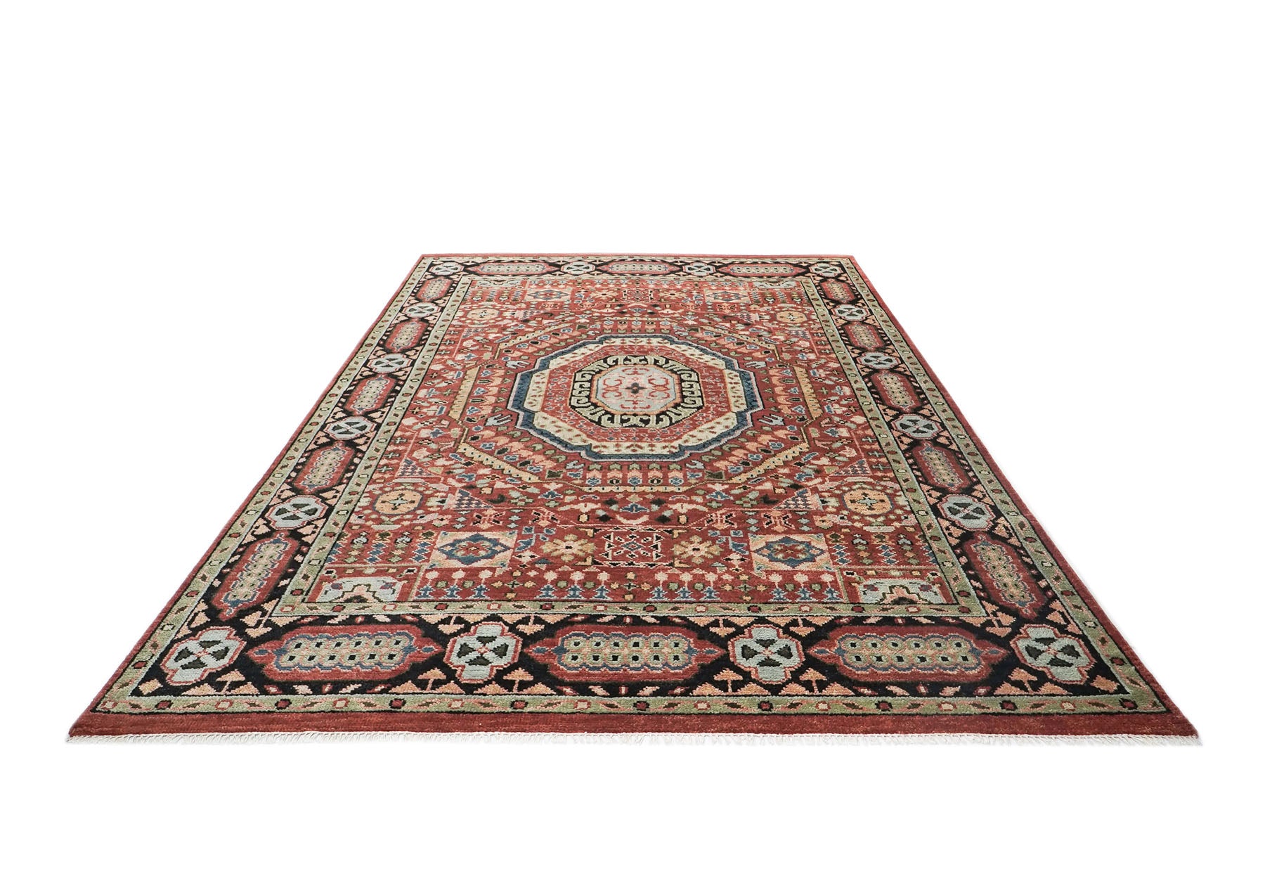 9x12 Rust, Sage, Beige Color Hand Knotted Oushak Wool Traditional Oriental Rug