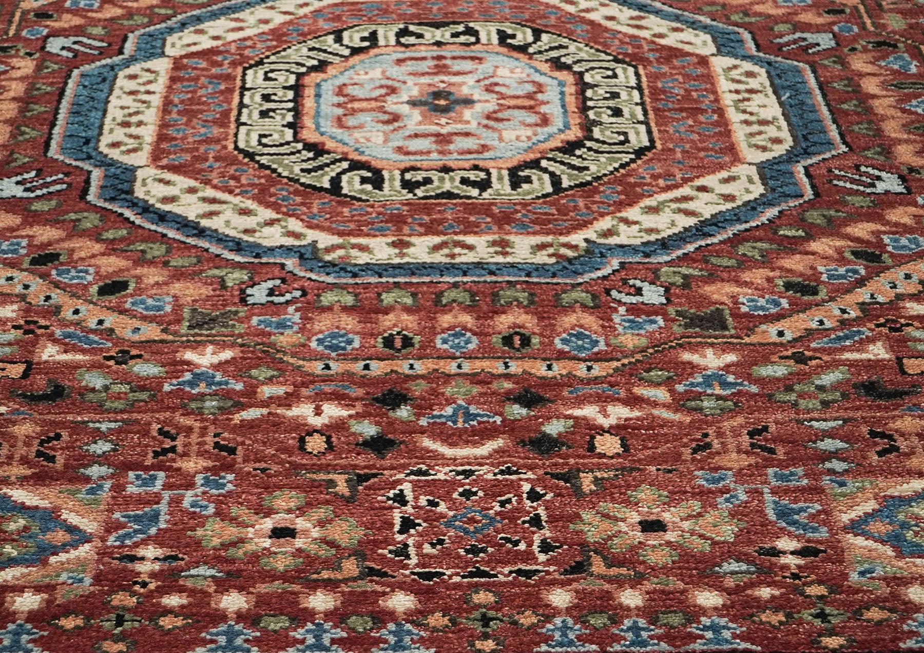 9x12 Rust, Sage, Blue Color Hand Knotted Oushak Wool Traditional Oriental Rug