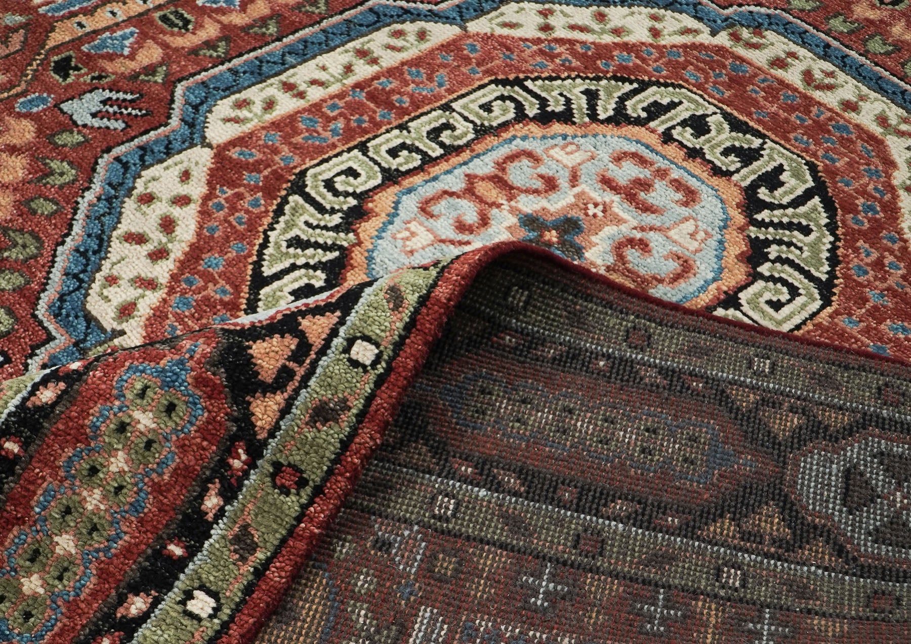 9x12 Rust, Sage, Blue Color Hand Knotted Oushak Wool Traditional Oriental Rug