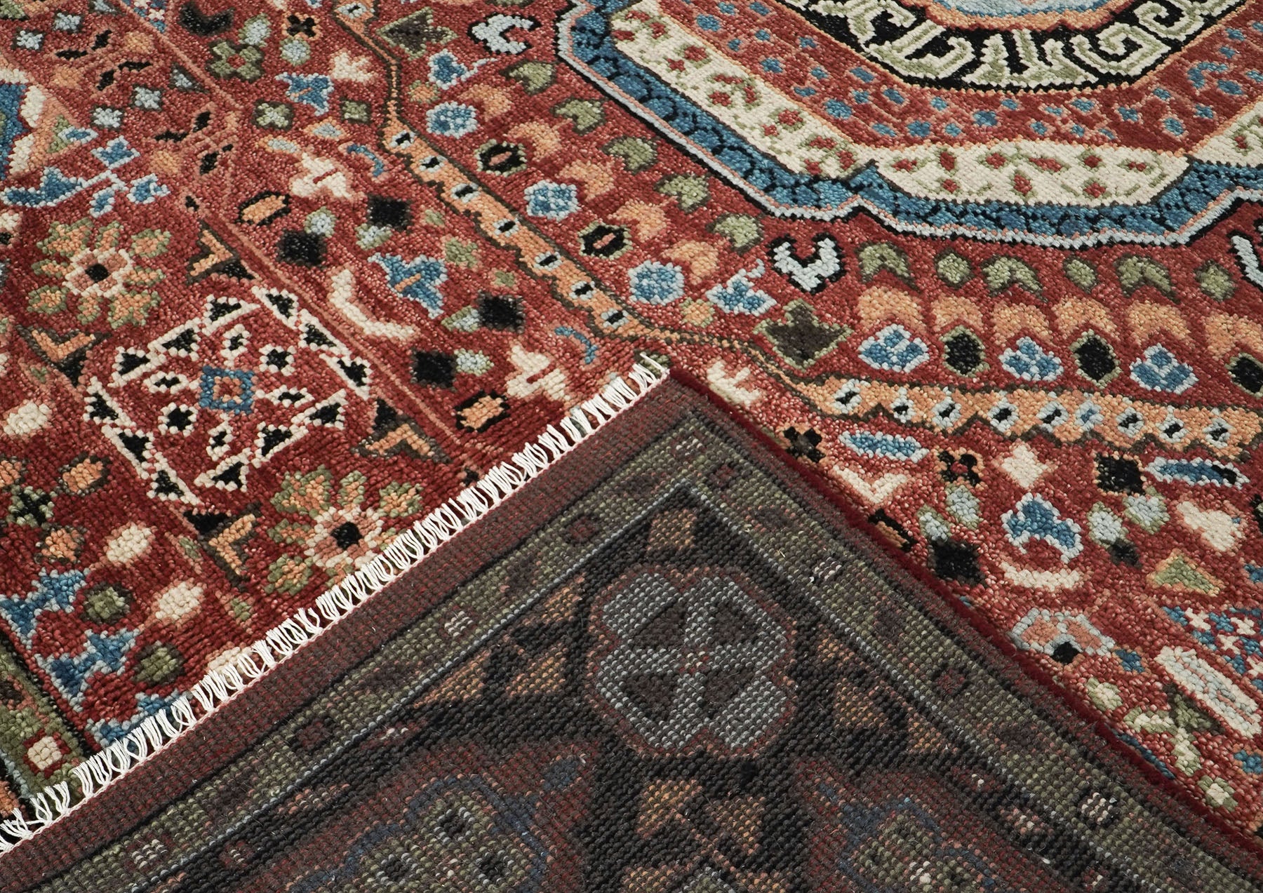 9x12 Rust, Sage, Blue Color Hand Knotted Oushak Wool Traditional Oriental Rug