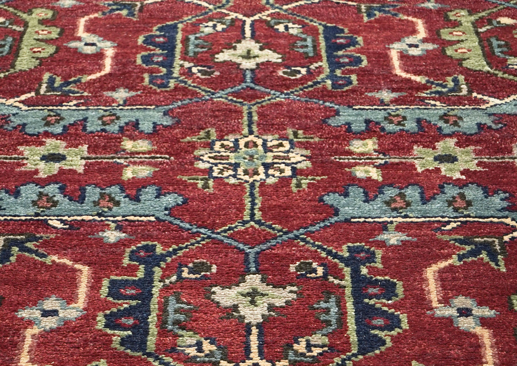 9x12 Rust, Sage, Blue Color Hand Knotted Oushak Wool Transitional Oriental Rug