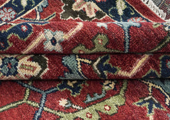 9x12 Rust, Sage, Blue Color Hand Knotted Oushak Wool Transitional Oriental Rug