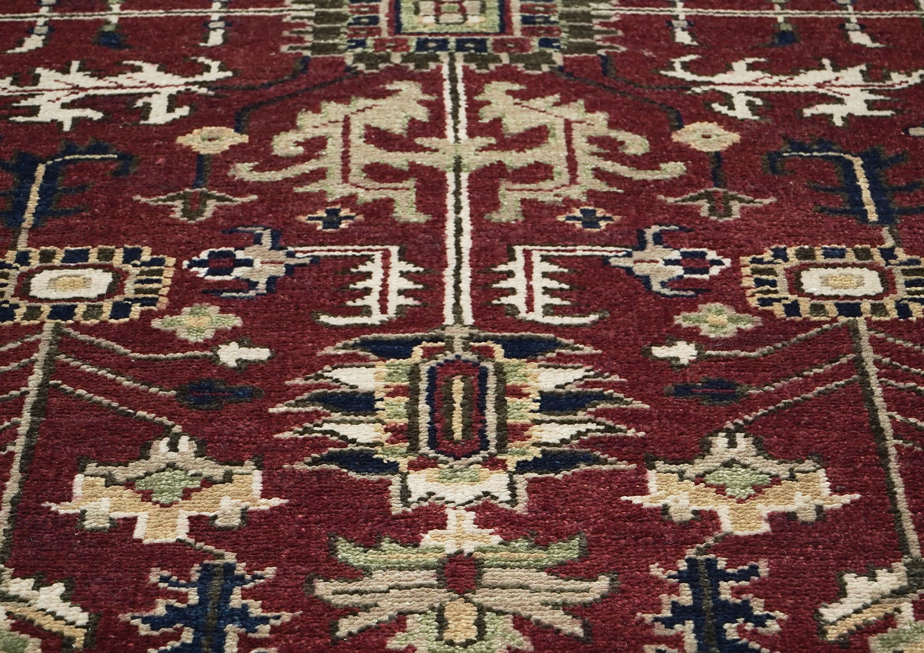 9x12 Rust, Navy, Beige Color Hand Knotted Oushak Wool Traditional Oriental Rug