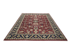 9x12 Rust, Navy, Beige Color Hand Knotted Oushak Wool Traditional Oriental Rug