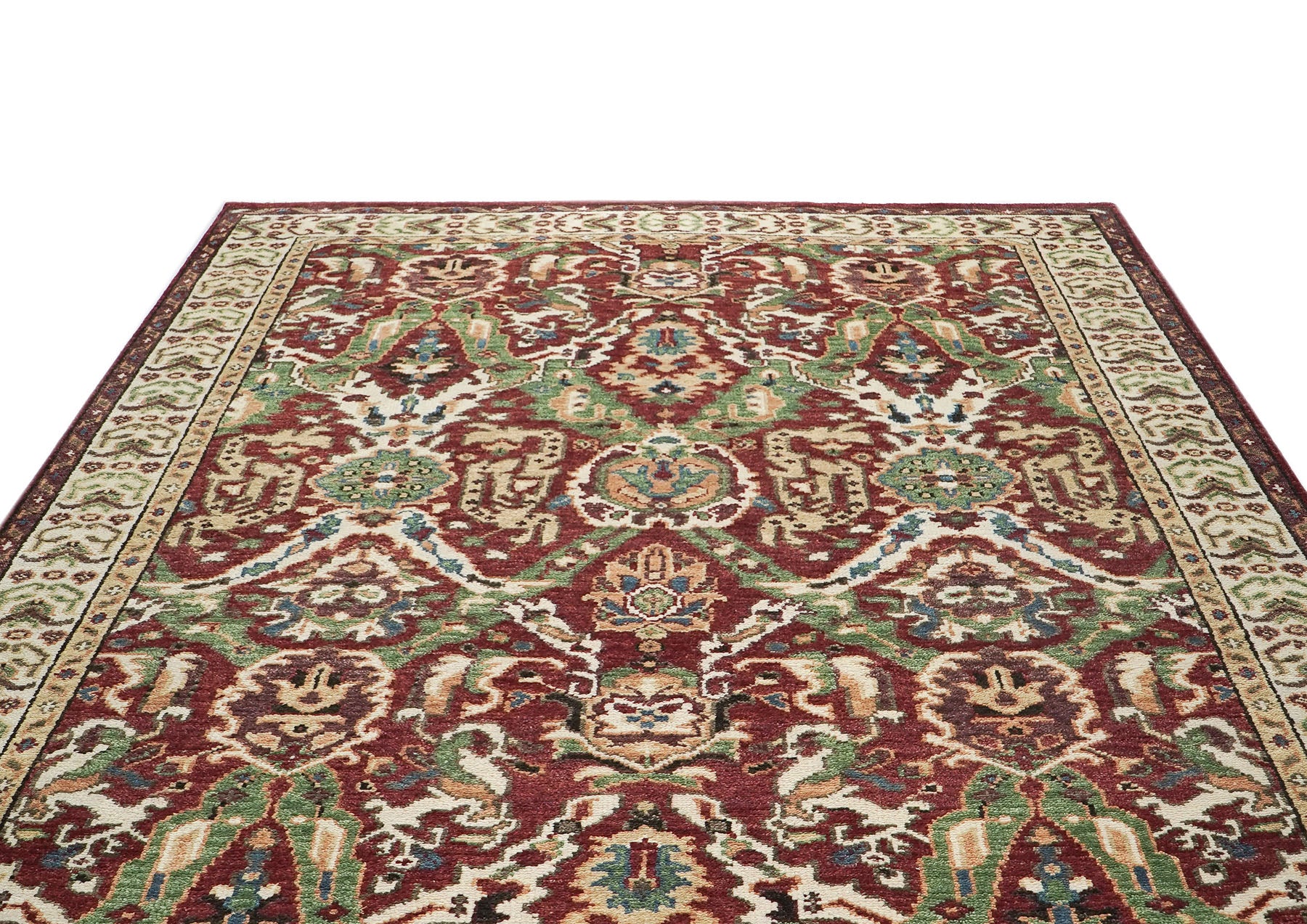9x12 Rust, Lime, Ivory Color Hand Knotted Oushak Wool Arts and Crafts Oriental Rug