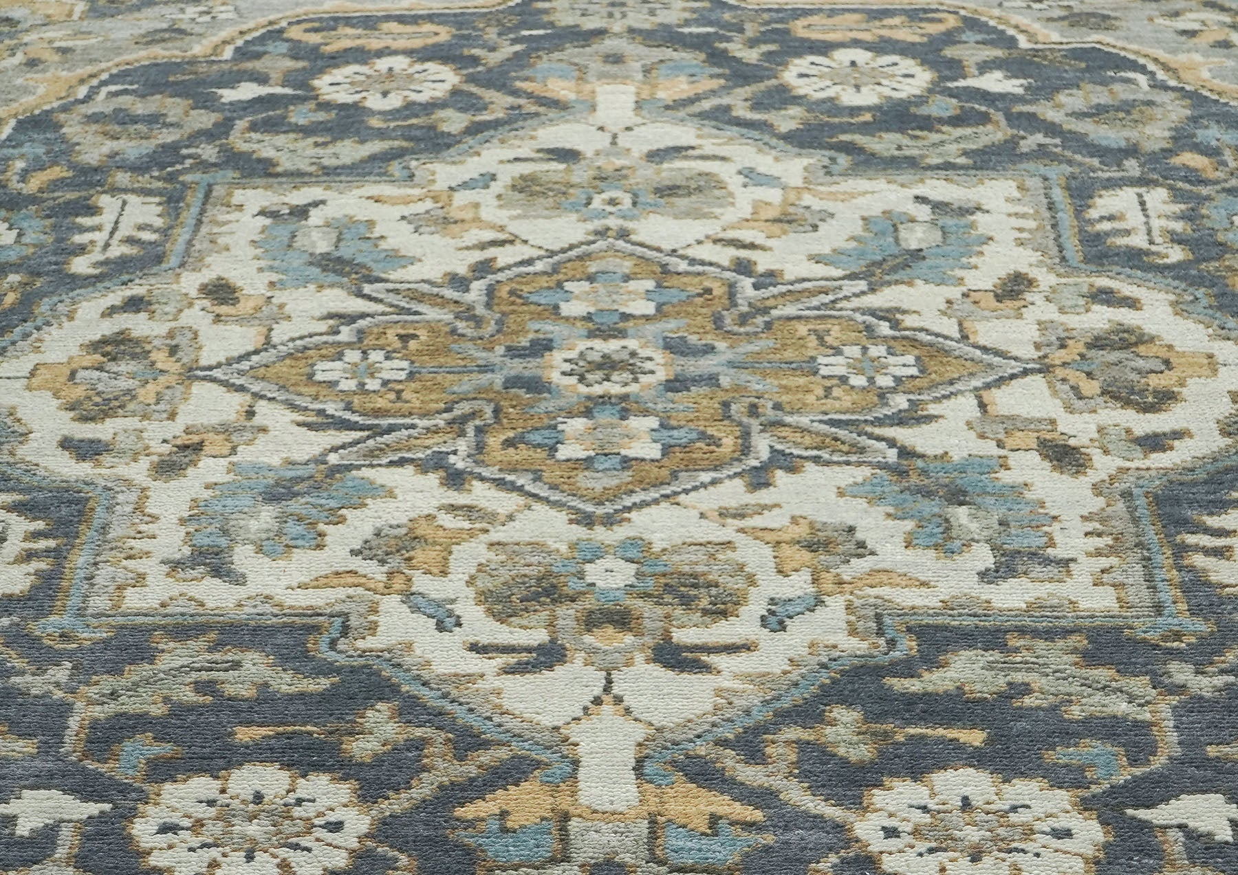 9x12 Blue, Gray, Beige Color Hand Knotted Oushak Wool  Oriental Rug